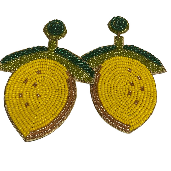 America & Beyond Jewelry - America & Beyond Lemon Beaded Earrings Yellow and Green
